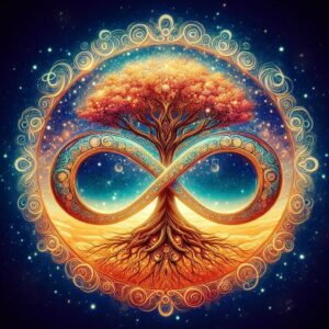 Tarot Supplies - Tree of life with infine symbol Satin Altar/Tarot Cloth 27"x27"